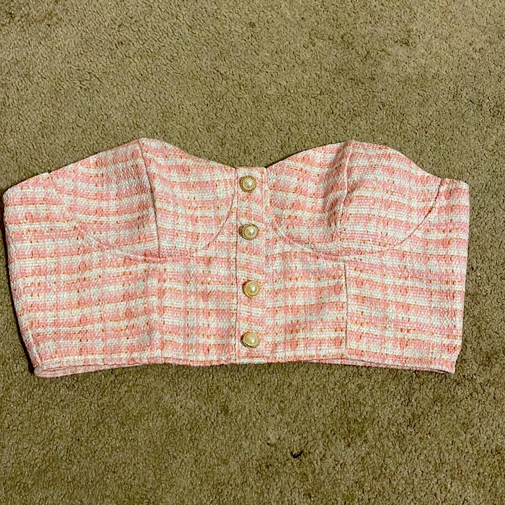 Pink lady button up tube top